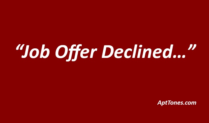 sample letters of declining job offer