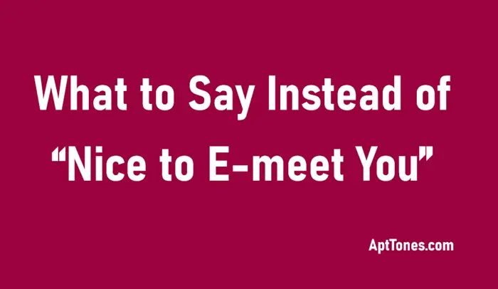 what to say instead of nice to e-meet you