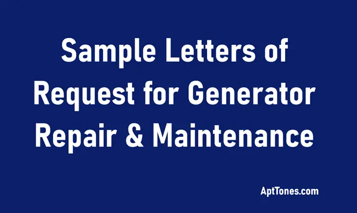 sample letters of request for generator repair