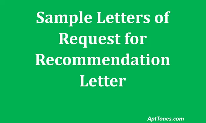 sample letters of request for letter of recommendation
