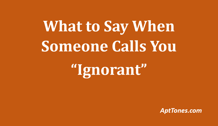 what to say when someone calls you ignorant