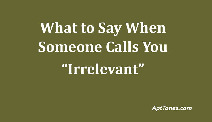 what to say when someone calls you irrelevant
