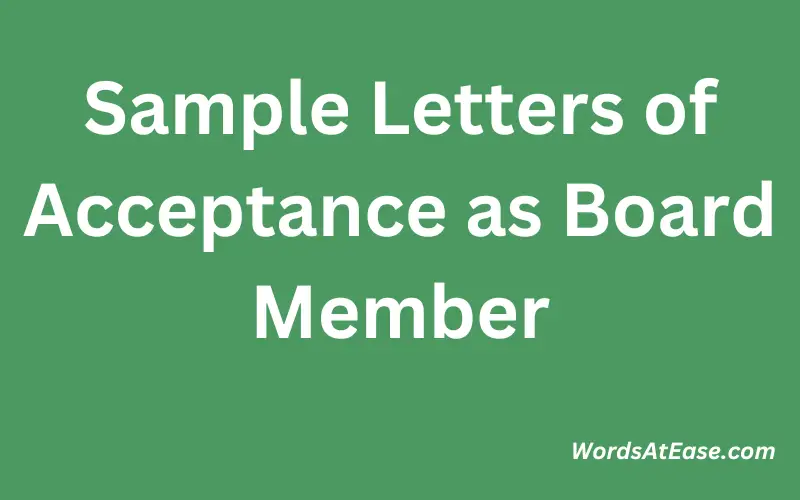 Sample Letters of Acceptance as Board Member