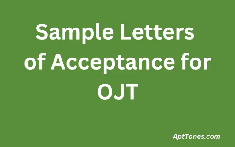 Sample Letters of Acceptance for OJT