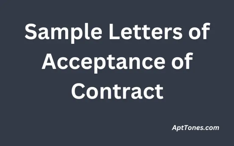 Sample Letters of Acceptance of Contract