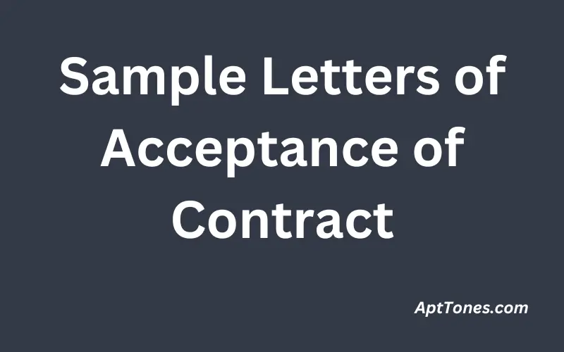 Sample Letters of Acceptance of Contract 