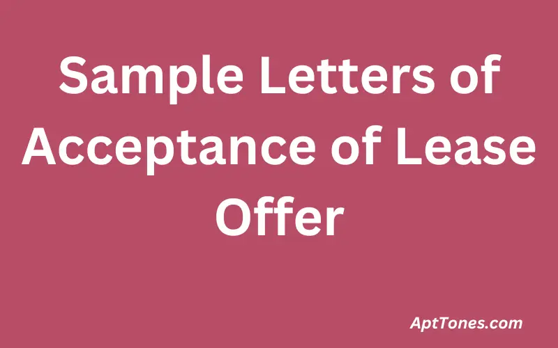 Sample Letters of Acceptance of Lease Offer