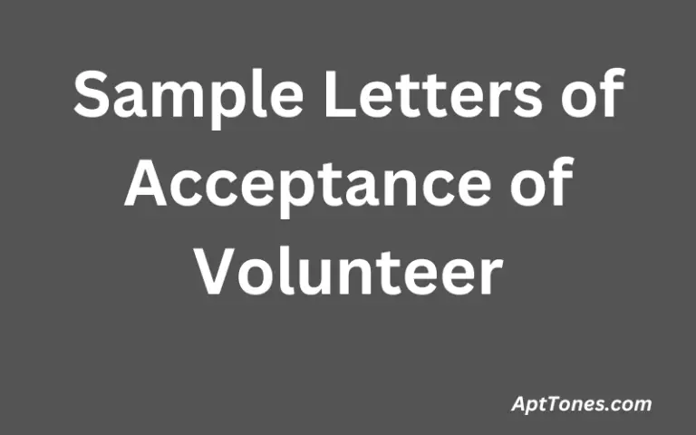 Sample Letters of Acceptance of Volunteer