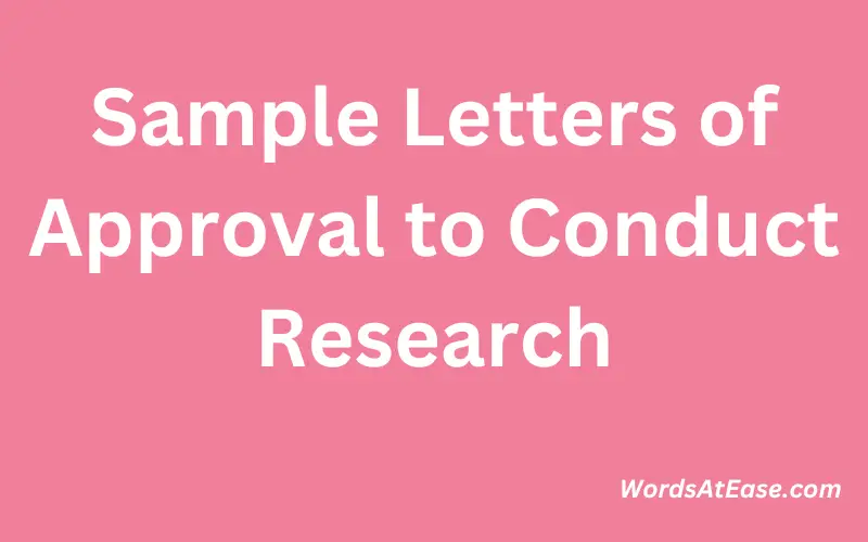 Sample Letters of Approval to Conduct Research