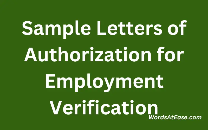 Sample Letters of Authorization for Employment Verification