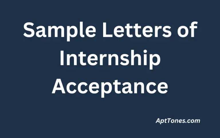 Sample Letters of Internship Acceptance