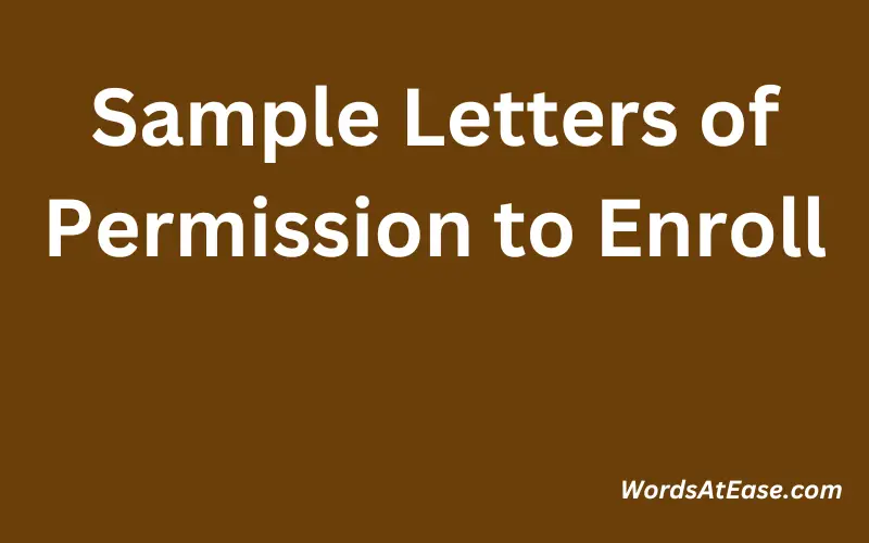 Sample Letters of Permission to Enroll